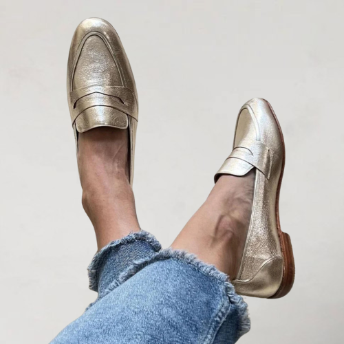 Danielle | Round Toe Patchwork Loafers with Low Heel