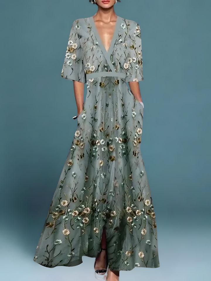Elise | Elegant Flower Wrap Dress