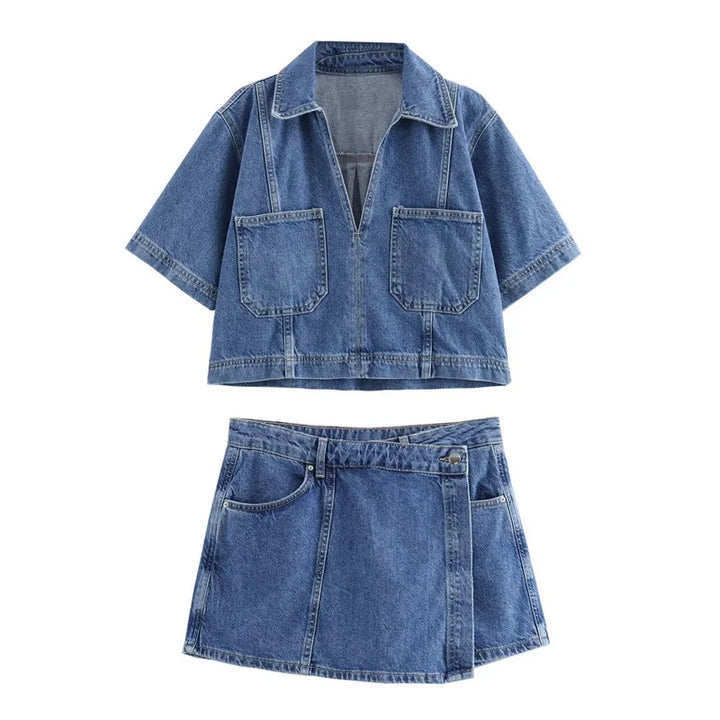 Sofia® | Denim Set with V-Neck