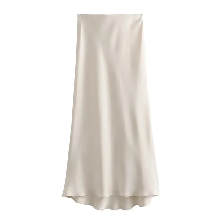 Drew | Timeless satin midi skirt with a luxurious look