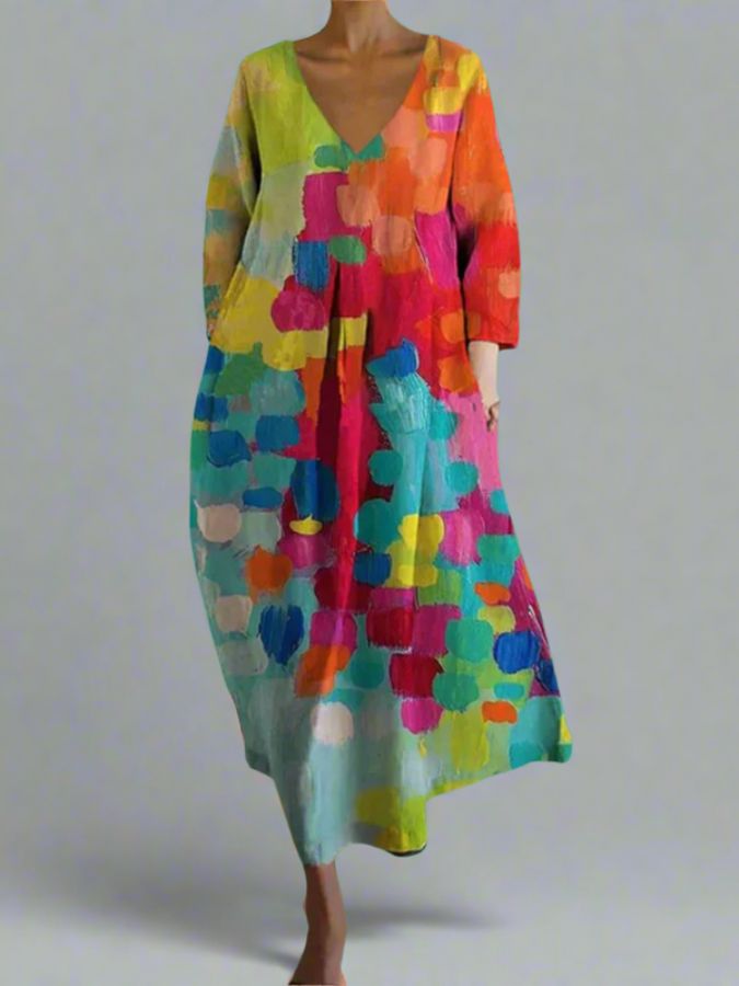 Leticia - Colorful V-Neck Dress
