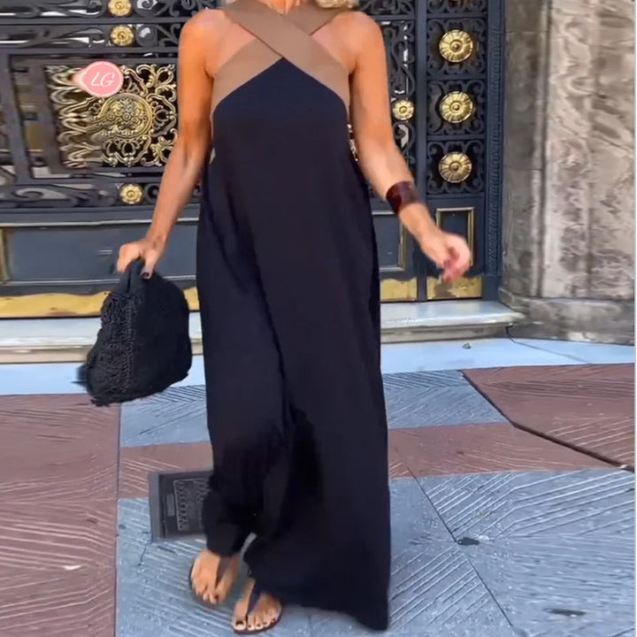 SIENNA™ | Elegant Dress with Deep Back Neckline and Wrap Collar