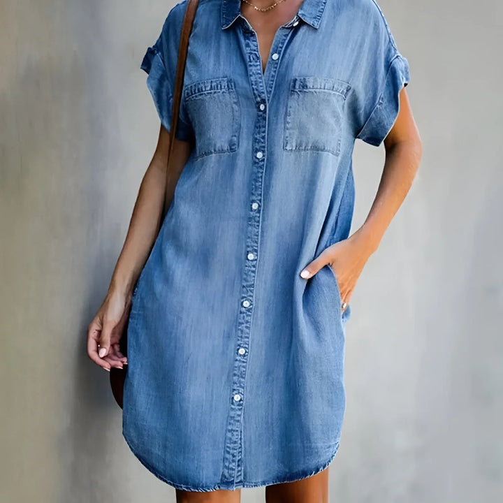 Bruna™ | Relaxed Shirt Dress with Button Closure