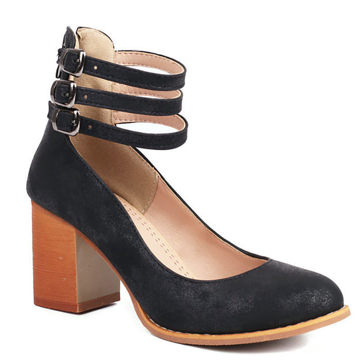Casilda | Plain sandals with ankle strap and chunky heel