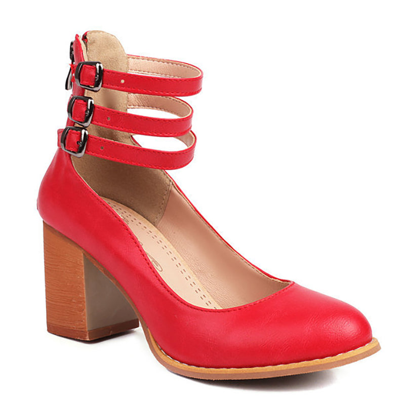 Casilda | Plain sandals with ankle strap and chunky heel