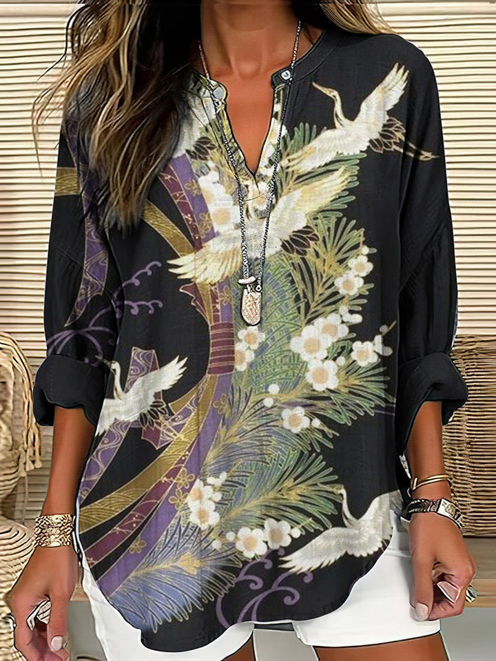 Orielle™ - Elegant Flight Pattern Blouse