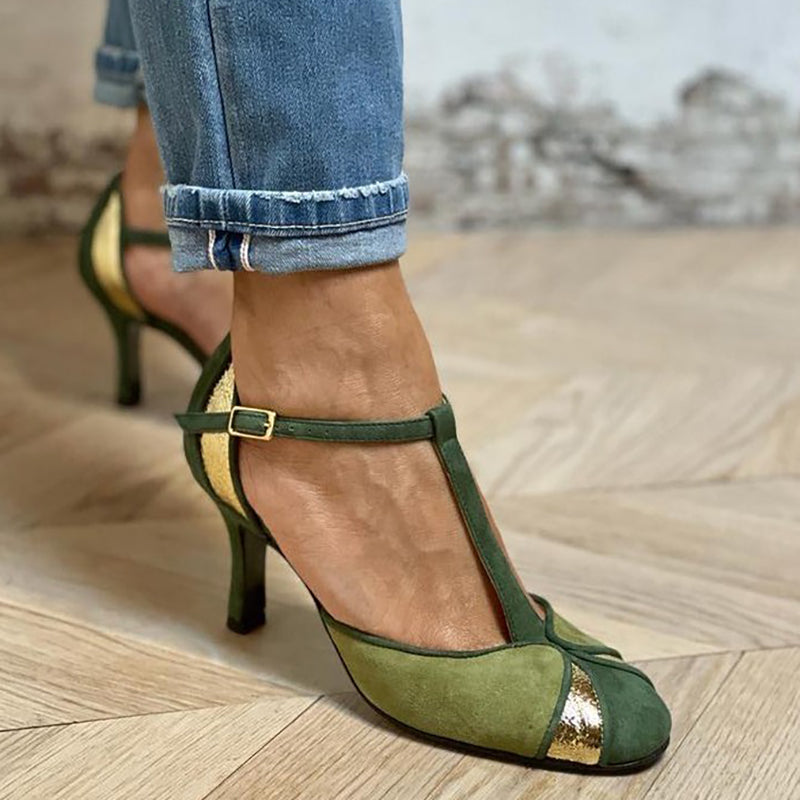 Taviana™ | Patchwork Heels with T-Strap