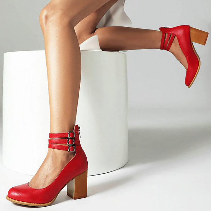 Casilda | Plain sandals with ankle strap and chunky heel
