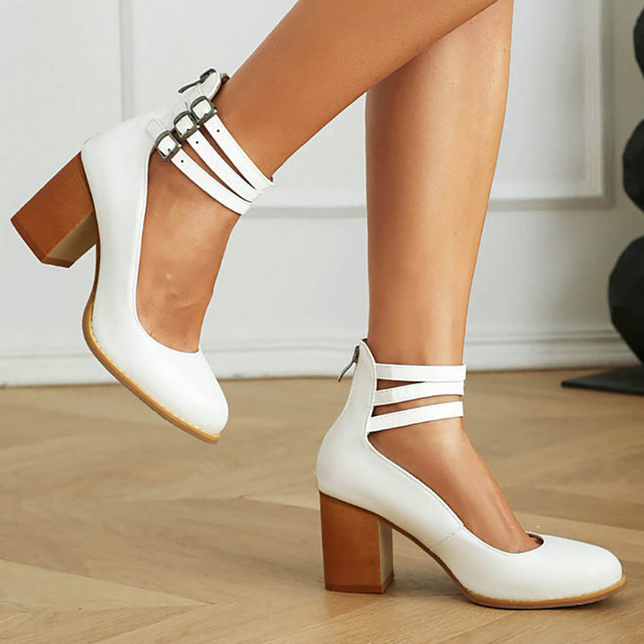 Casilda | Plain sandals with ankle strap and chunky heel