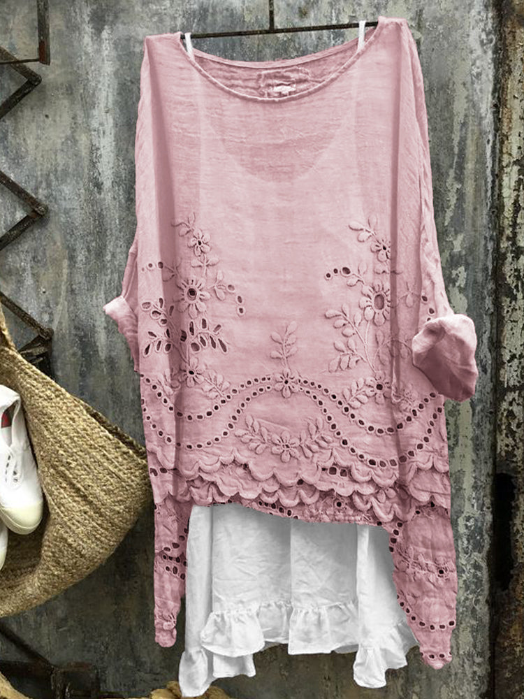 Rosmira™ - Printed Blouse with Double Hem