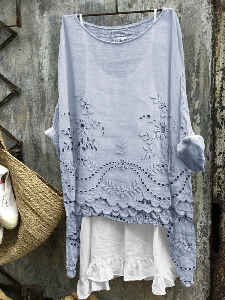 Rosmira™ - Printed Blouse with Double Hem