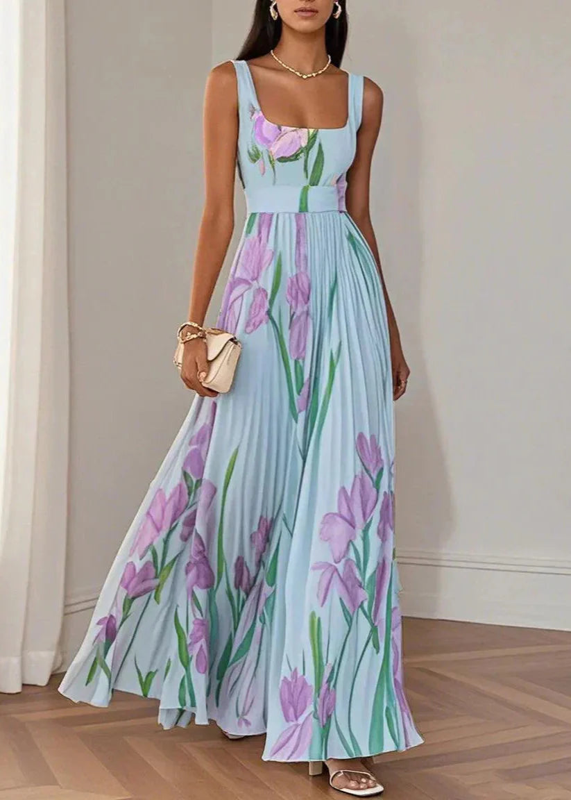 Revina | Elegant Floral Maxi Dress with Pleats
