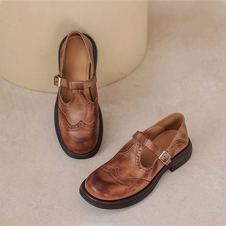 Liora - Retro Women's Brogue Leather Shoes