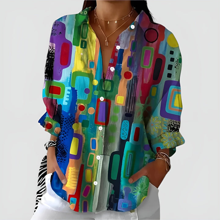 Edna™ blouse with geometric pattern