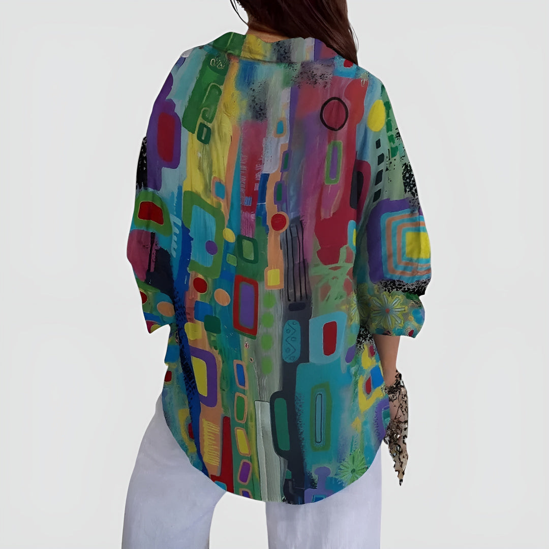 Edna™ blouse with geometric pattern