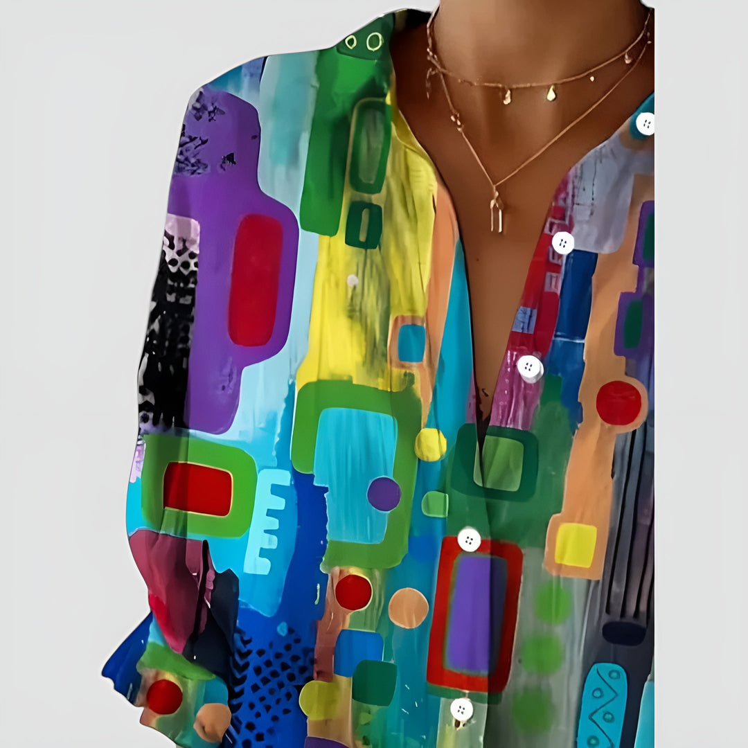 Edna™ blouse with geometric pattern