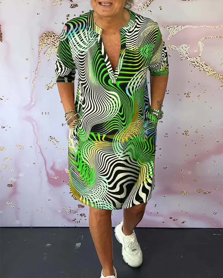 Ursula™ | Colorful Dress with V-Neck