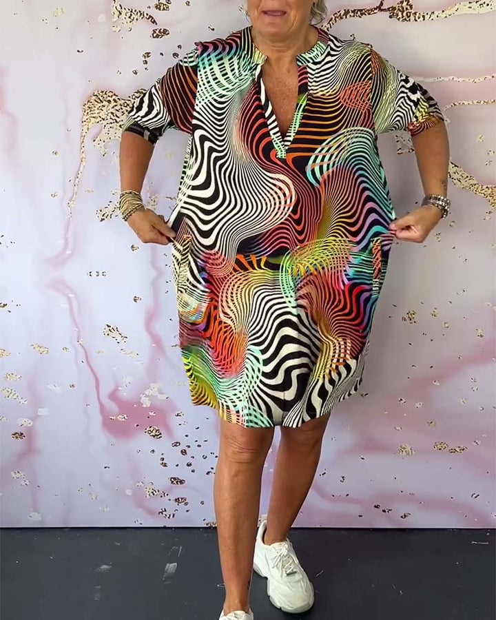 Ursula™ | Colorful Dress with V-Neck