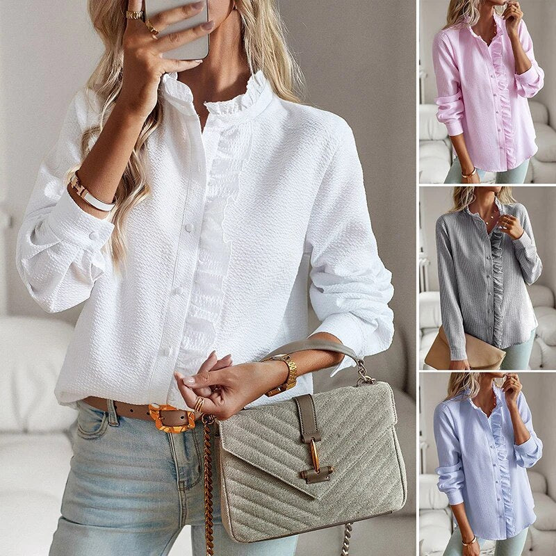 Edith | Elegant blouse with romantic ruffles