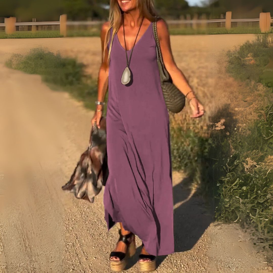 Élyse™ | Elegant Sleeveless Maxidress with Refined V-Neck