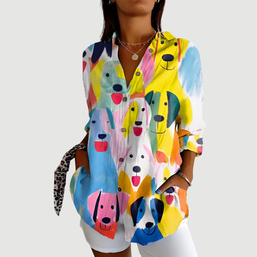 Laura™ | Blouse with Colourful Design