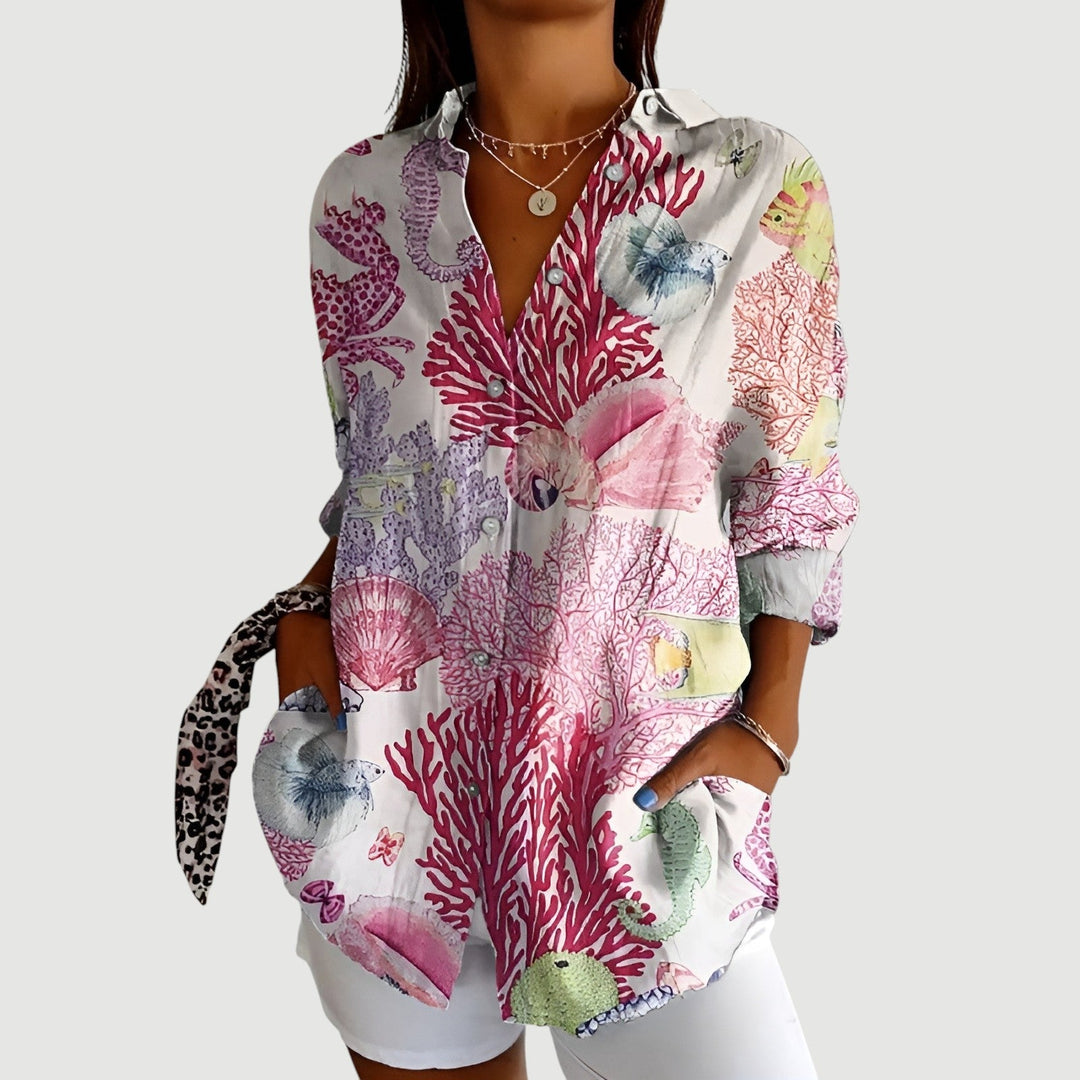 Elin™ | Blouse with Colourful Design