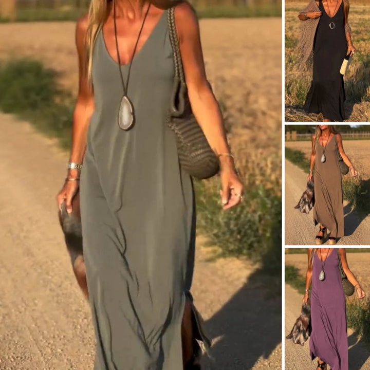 Élyse™ | Elegant Sleeveless Maxidress with Refined V-Neck