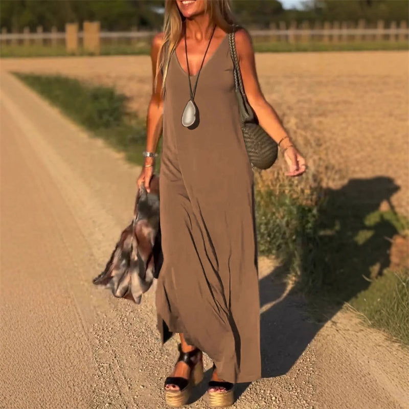 Élyse™ | Elegant Sleeveless Maxidress with Refined V-Neck