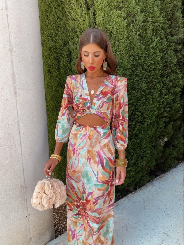 Carina | Midi Dress with Abstract Print