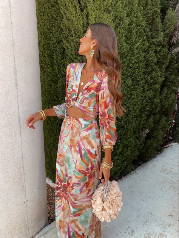 Carina | Midi Dress with Abstract Print